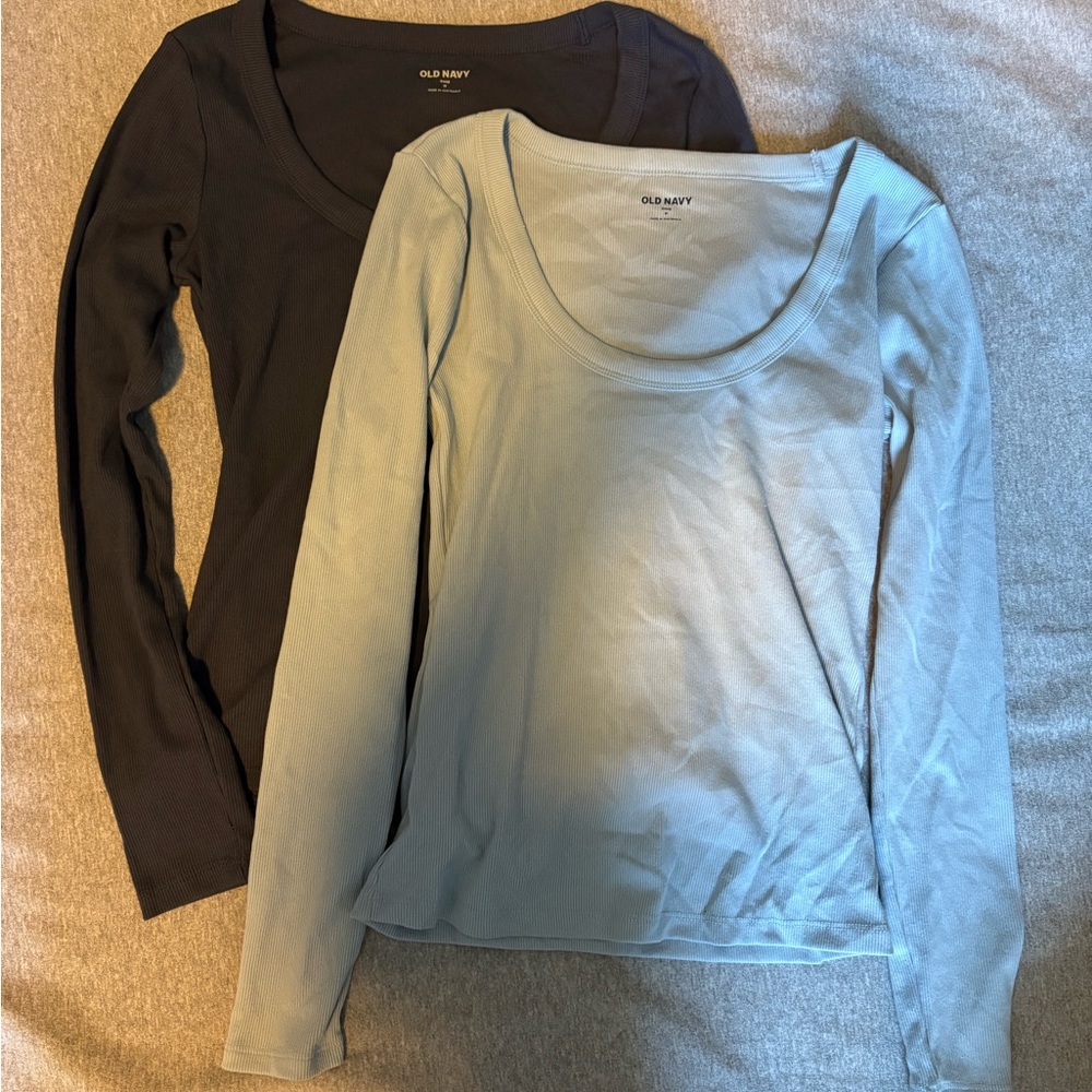 Old Navy Women's Long Sleeve Tops - Navy and Sky Blue